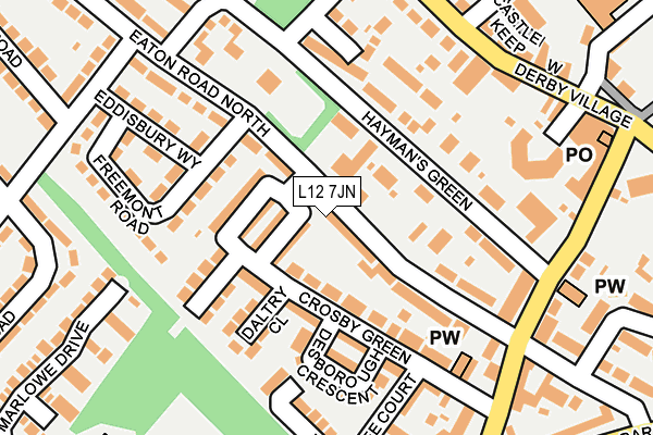 L12 7JN map - OS OpenMap – Local (Ordnance Survey) L12 7JN map - OS OpenMap – Local (Ordnance Survey)