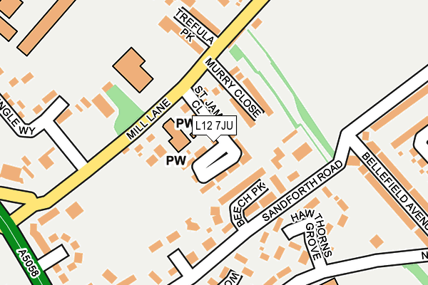 L12 7JU map - OS OpenMap – Local (Ordnance Survey) L12 7JU map - OS OpenMap – Local (Ordnance Survey)
