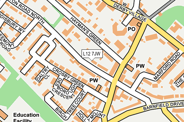 L12 7JW map - OS OpenMap – Local (Ordnance Survey) L12 7JW map - OS OpenMap – Local (Ordnance Survey)
