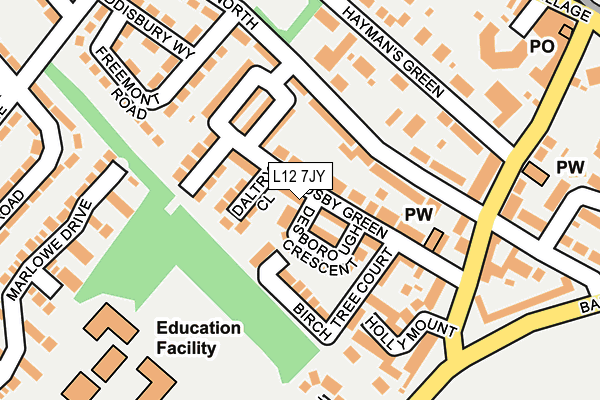 L12 7JY map - OS OpenMap – Local (Ordnance Survey) L12 7JY map - OS OpenMap – Local (Ordnance Survey)