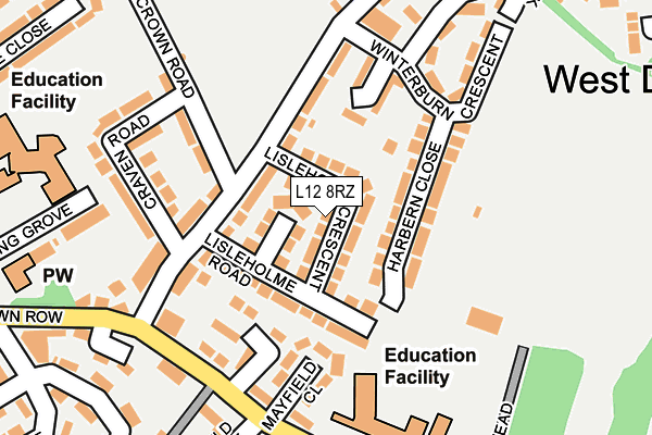 L12 8RZ map - OS OpenMap – Local (Ordnance Survey) L12 8RZ map - OS OpenMap – Local (Ordnance Survey)