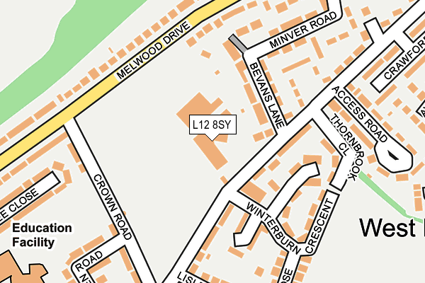 L12 8SY map - OS OpenMap – Local (Ordnance Survey) L12 8SY map - OS OpenMap – Local (Ordnance Survey)