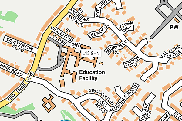 L12 9HN map - OS OpenMap – Local (Ordnance Survey) L12 9HN map - OS OpenMap – Local (Ordnance Survey)