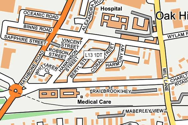 L13 1DT map - OS OpenMap – Local (Ordnance Survey) L13 1DT map - OS OpenMap – Local (Ordnance Survey)