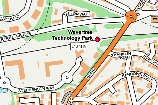 L13 1HN map - OS OpenMap – Local (Ordnance Survey) L13 1HN map - OS OpenMap – Local (Ordnance Survey)