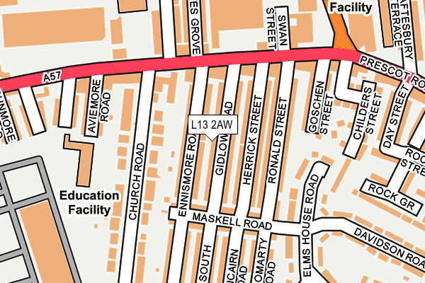 L13 2AW map - OS OpenMap – Local (Ordnance Survey) L13 2AW map - OS OpenMap – Local (Ordnance Survey)
