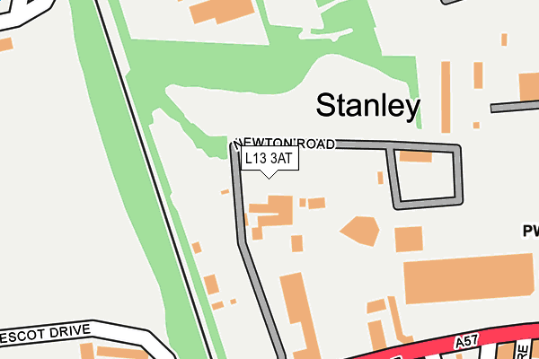 L13 3AT map - OS OpenMap – Local (Ordnance Survey) L13 3AT map - OS OpenMap – Local (Ordnance Survey)