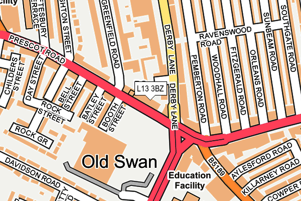 L13 3BZ map - OS OpenMap – Local (Ordnance Survey) L13 3BZ map - OS OpenMap – Local (Ordnance Survey)