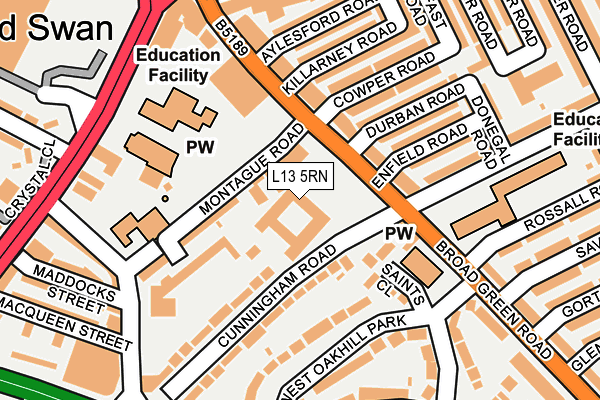 L13 5RN map - OS OpenMap – Local (Ordnance Survey) L13 5RN map - OS OpenMap – Local (Ordnance Survey)