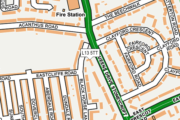 L13 5TT map - OS OpenMap – Local (Ordnance Survey) L13 5TT map - OS OpenMap – Local (Ordnance Survey)