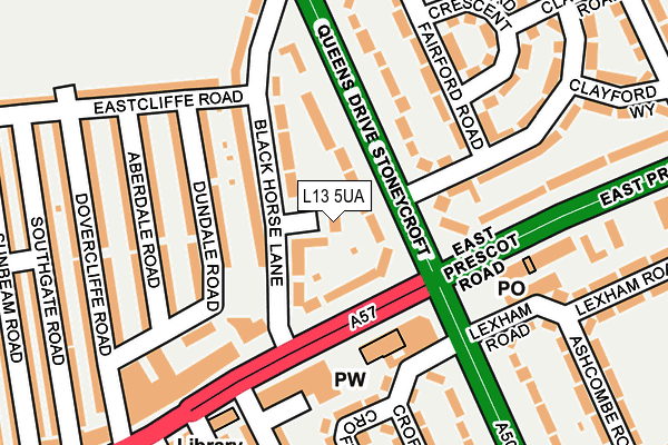 L13 5UA map - OS OpenMap – Local (Ordnance Survey) L13 5UA map - OS OpenMap – Local (Ordnance Survey)