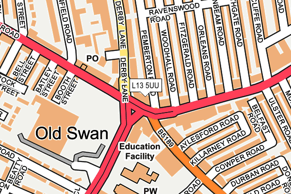 L13 5UU map - OS OpenMap – Local (Ordnance Survey) L13 5UU map - OS OpenMap – Local (Ordnance Survey)