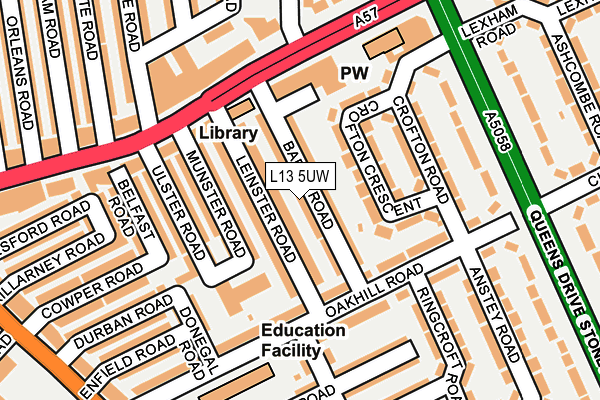 L13 5UW map - OS OpenMap – Local (Ordnance Survey) L13 5UW map - OS OpenMap – Local (Ordnance Survey)