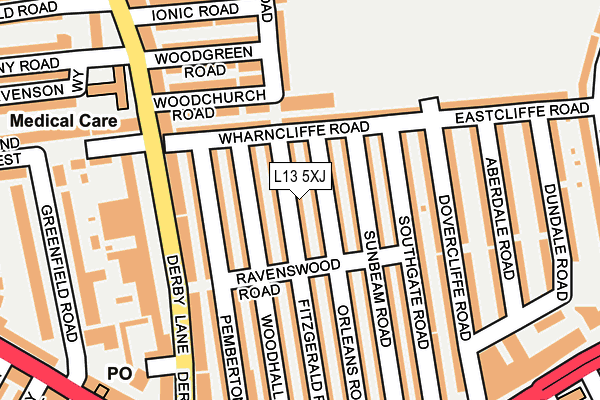 L13 5XJ map - OS OpenMap – Local (Ordnance Survey) L13 5XJ map - OS OpenMap – Local (Ordnance Survey)