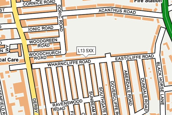 L13 5XX map - OS OpenMap – Local (Ordnance Survey)