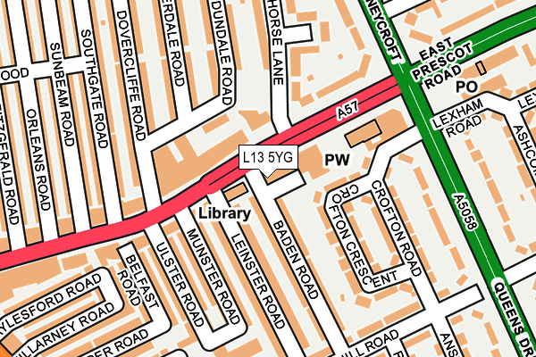 L13 5YG map - OS OpenMap – Local (Ordnance Survey) L13 5YG map - OS OpenMap – Local (Ordnance Survey)