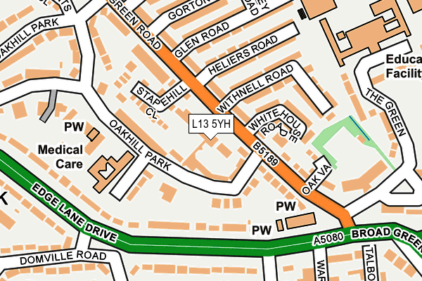 L13 5YH map - OS OpenMap – Local (Ordnance Survey) L13 5YH map - OS OpenMap – Local (Ordnance Survey)