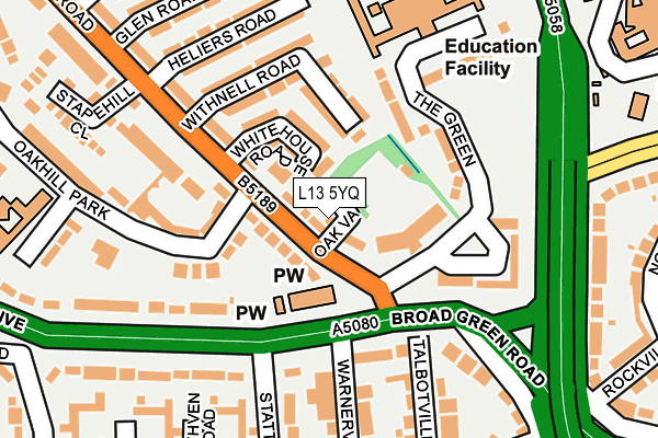 L13 5YQ map - OS OpenMap – Local (Ordnance Survey) L13 5YQ map - OS OpenMap – Local (Ordnance Survey)
