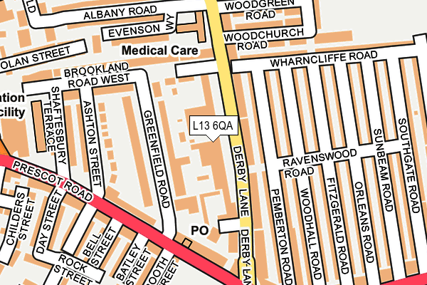 L13 6QA map - OS OpenMap – Local (Ordnance Survey)