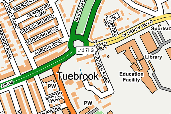 L13 7HG map - OS OpenMap – Local (Ordnance Survey) L13 7HG map - OS OpenMap – Local (Ordnance Survey)