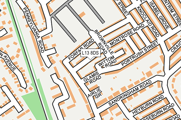 L13 8DS map - OS OpenMap – Local (Ordnance Survey) L13 8DS map - OS OpenMap – Local (Ordnance Survey)