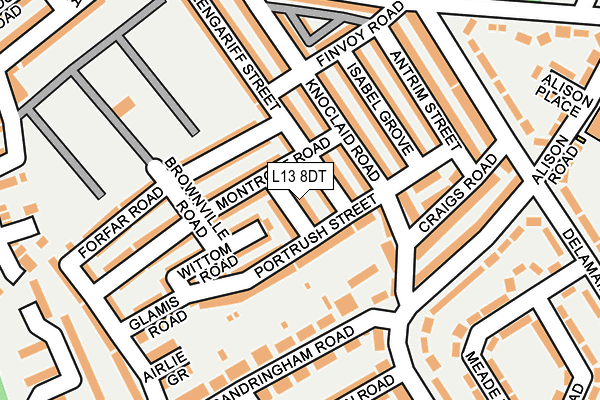 L13 8DT map - OS OpenMap – Local (Ordnance Survey) L13 8DT map - OS OpenMap – Local (Ordnance Survey)
