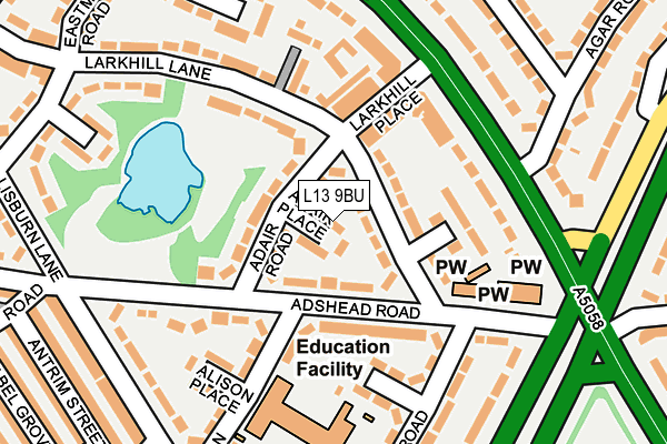 L13 9BU map - OS OpenMap – Local (Ordnance Survey) L13 9BU map - OS OpenMap – Local (Ordnance Survey)