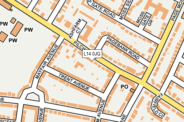 L14 0JQ map - OS OpenMap – Local (Ordnance Survey) L14 0JQ map - OS OpenMap – Local (Ordnance Survey)