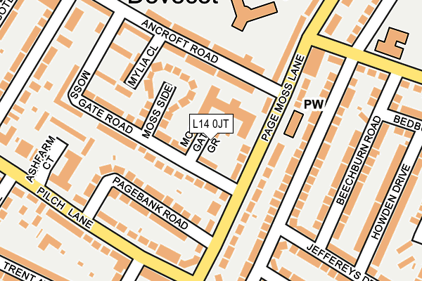 L14 0JT map - OS OpenMap – Local (Ordnance Survey) L14 0JT map - OS OpenMap – Local (Ordnance Survey)
