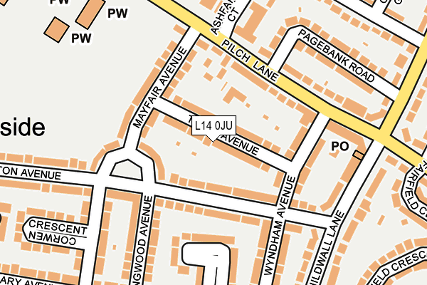 L14 0JU map - OS OpenMap – Local (Ordnance Survey) L14 0JU map - OS OpenMap – Local (Ordnance Survey)