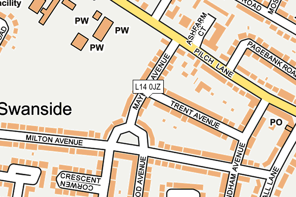 L14 0JZ map - OS OpenMap – Local (Ordnance Survey)