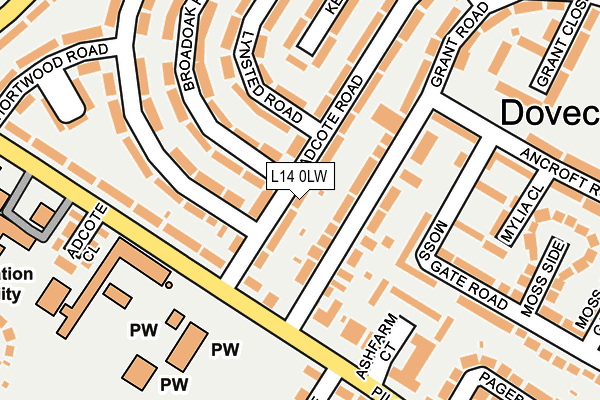 L14 0LW map - OS OpenMap – Local (Ordnance Survey) L14 0LW map - OS OpenMap – Local (Ordnance Survey)