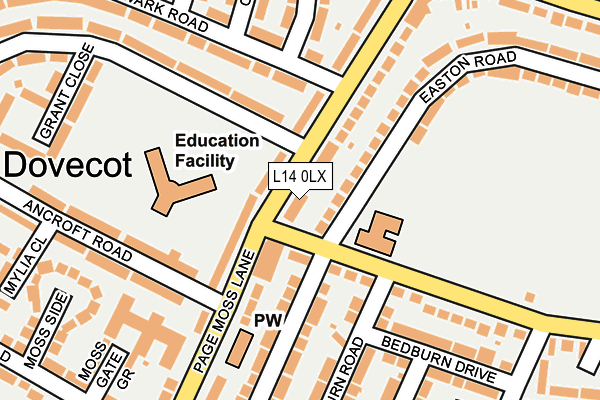 L14 0LX map - OS OpenMap – Local (Ordnance Survey) L14 0LX map - OS OpenMap – Local (Ordnance Survey)