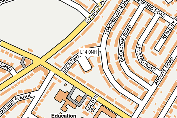 L14 0NH map - OS OpenMap – Local (Ordnance Survey) L14 0NH map - OS OpenMap – Local (Ordnance Survey)