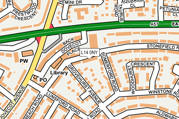 L14 0NY map - OS OpenMap – Local (Ordnance Survey) L14 0NY map - OS OpenMap – Local (Ordnance Survey)