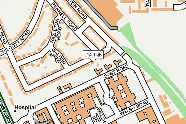 L14 1QB map - OS OpenMap – Local (Ordnance Survey) L14 1QB map - OS OpenMap – Local (Ordnance Survey)