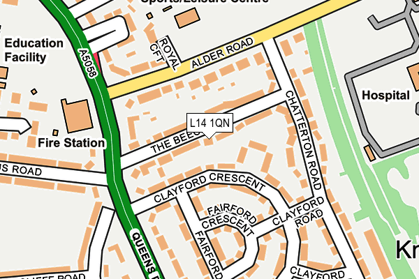 L14 1QN map - OS OpenMap – Local (Ordnance Survey) L14 1QN map - OS OpenMap – Local (Ordnance Survey)