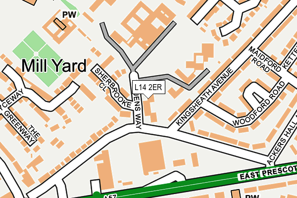 L14 2ER map - OS OpenMap – Local (Ordnance Survey) L14 2ER map - OS OpenMap – Local (Ordnance Survey)