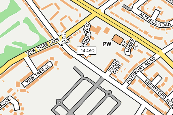 L14 4AQ map - OS OpenMap – Local (Ordnance Survey) L14 4AQ map - OS OpenMap – Local (Ordnance Survey)