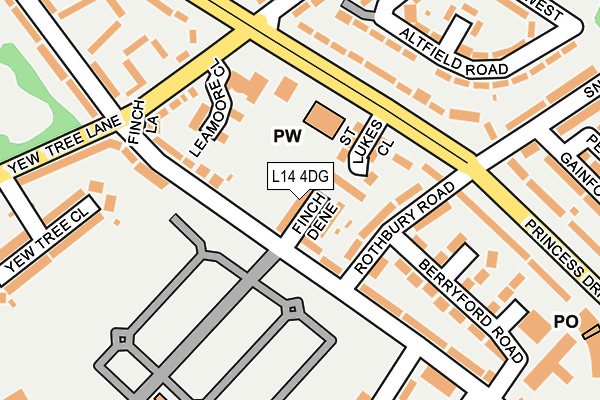 L14 4DG map - OS OpenMap – Local (Ordnance Survey) L14 4DG map - OS OpenMap – Local (Ordnance Survey)