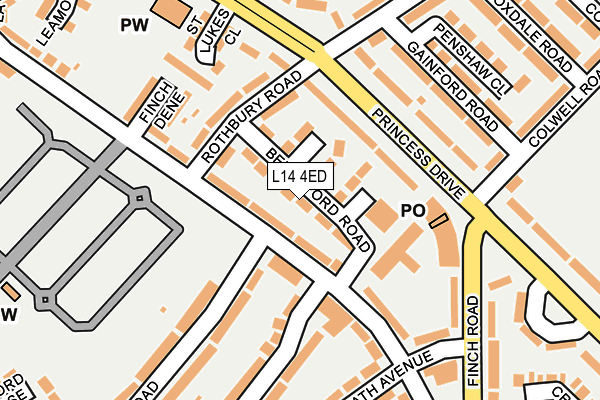 L14 4ED map - OS OpenMap – Local (Ordnance Survey) L14 4ED map - OS OpenMap – Local (Ordnance Survey)