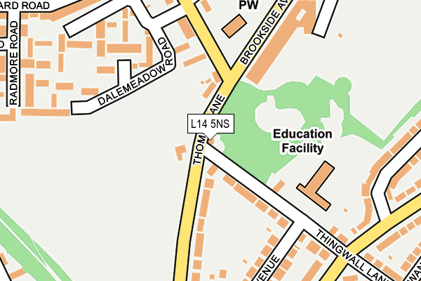 L14 5NS map - OS OpenMap – Local (Ordnance Survey) L14 5NS map - OS OpenMap – Local (Ordnance Survey)