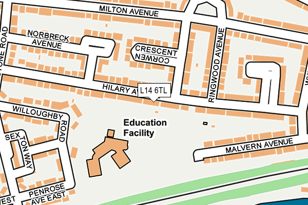L14 6TL map - OS OpenMap – Local (Ordnance Survey) L14 6TL map - OS OpenMap – Local (Ordnance Survey)