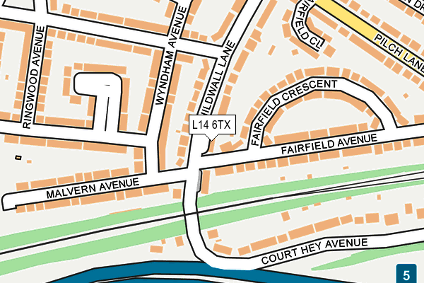 L14 6TX map - OS OpenMap – Local (Ordnance Survey) L14 6TX map - OS OpenMap – Local (Ordnance Survey)