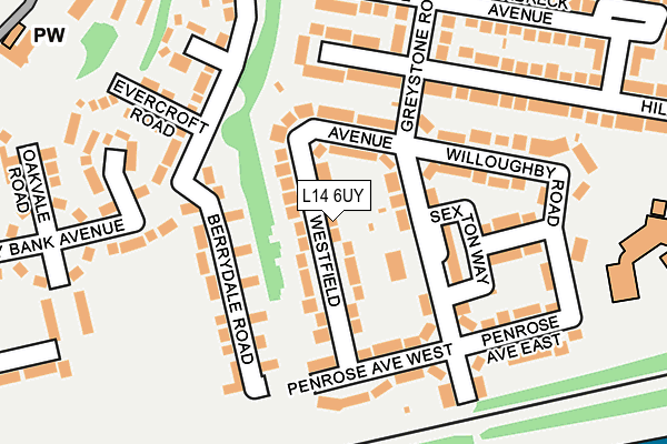 L14 6UY map - OS OpenMap – Local (Ordnance Survey) L14 6UY map - OS OpenMap – Local (Ordnance Survey)