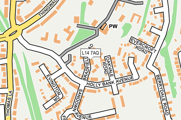 L14 7AQ map - OS OpenMap – Local (Ordnance Survey) L14 7AQ map - OS OpenMap – Local (Ordnance Survey)