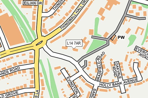 L14 7AR map - OS OpenMap – Local (Ordnance Survey) L14 7AR map - OS OpenMap – Local (Ordnance Survey)