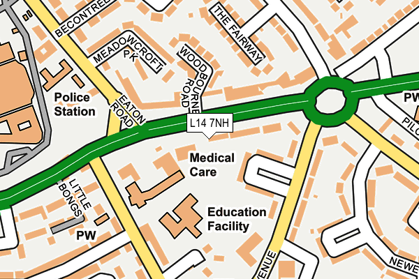 L14 7NH map - OS OpenMap – Local (Ordnance Survey) L14 7NH map - OS OpenMap – Local (Ordnance Survey)