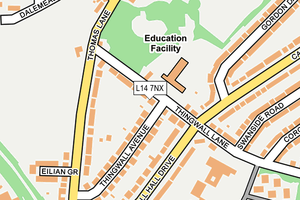 L14 7NX map - OS OpenMap – Local (Ordnance Survey) L14 7NX map - OS OpenMap – Local (Ordnance Survey)