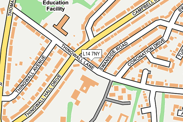 L14 7NY map - OS OpenMap – Local (Ordnance Survey) L14 7NY map - OS OpenMap – Local (Ordnance Survey)